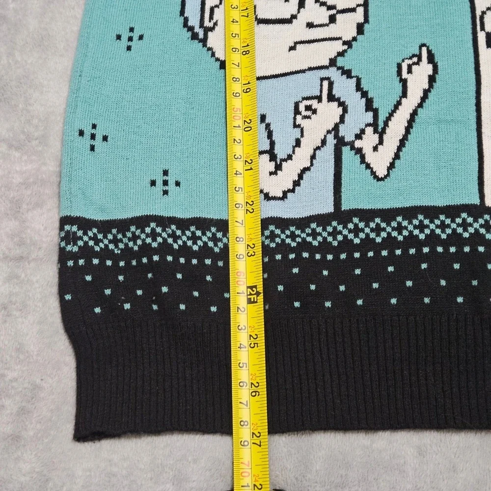 Rick and Morty Peace Among Worlds Ugly Christmas Sweater Adult XS Middle Finger‎